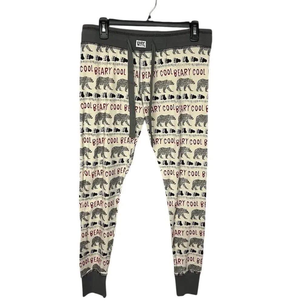 Lazy One Women's Pajama Pants M Beary Cool Graphic Print Multicolor - Picture 1 of 5